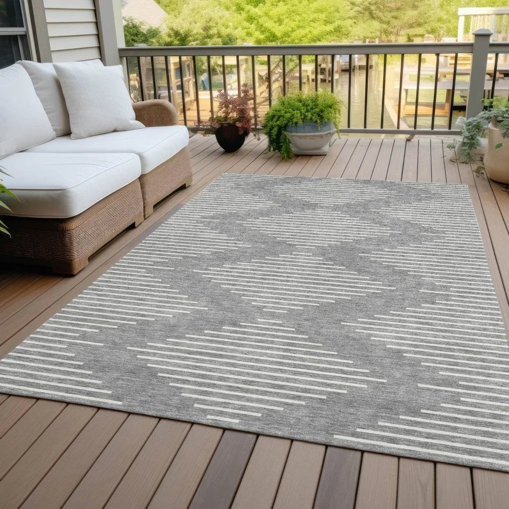 LOOMLAN Rugs Velina Gray Washable Indoor-Outdoor Rug