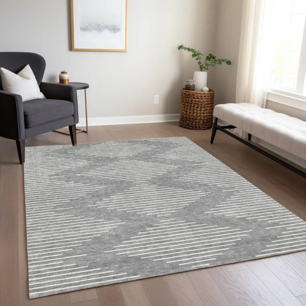 LOOMLAN Rugs Velina Gray Washable Indoor-Outdoor Rug