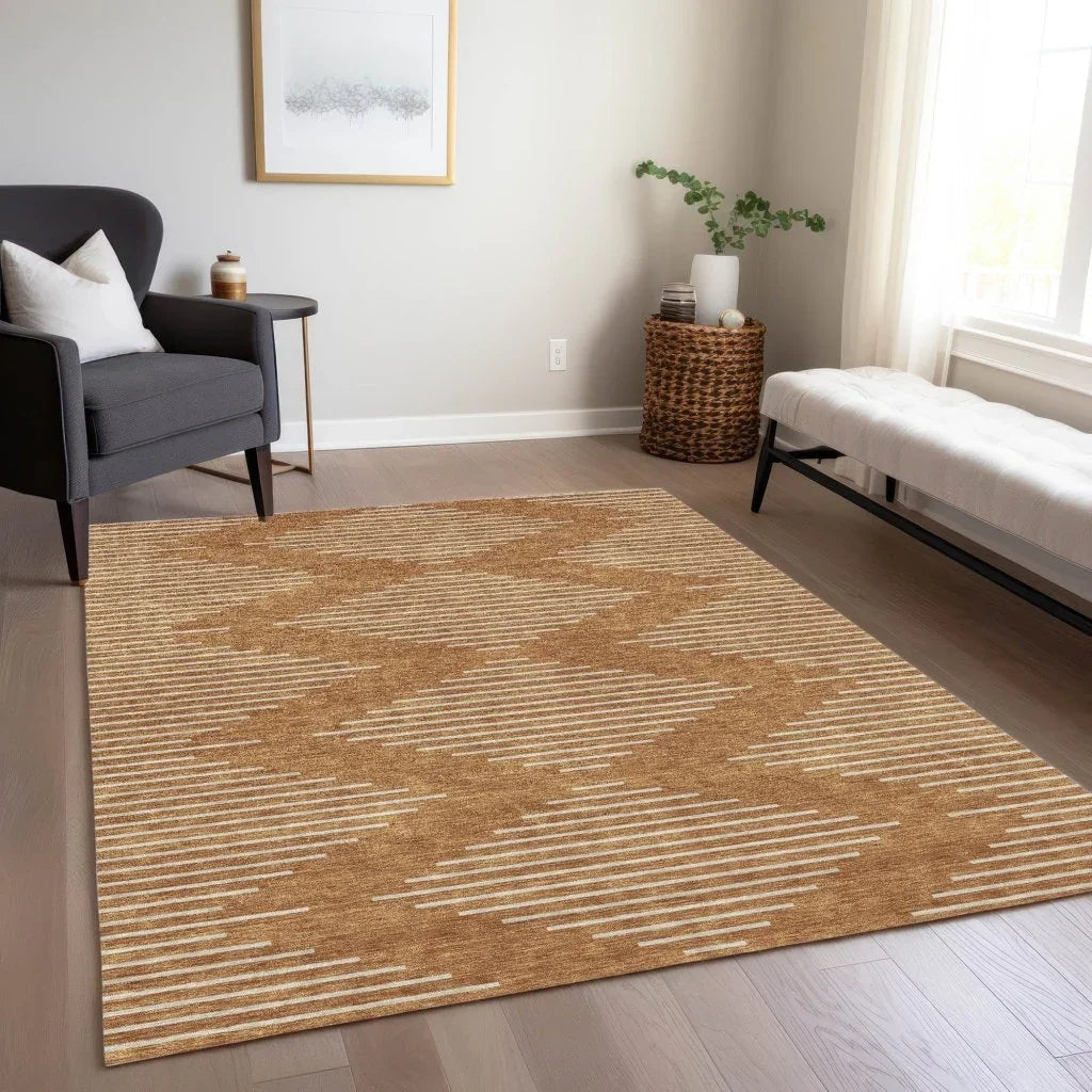 LOOMLAN Rugs Velina Orange Washable Indoor-Outdoor Rug