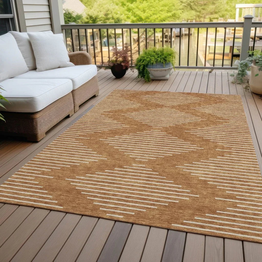 LOOMLAN Rugs Velina Orange Washable Indoor-Outdoor Rug