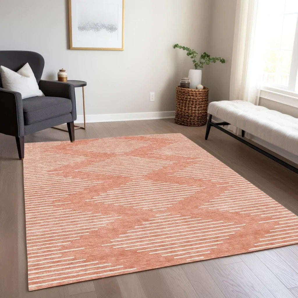LOOMLAN Rugs Velina Salmon Washable Indoor-Outdoor Rug