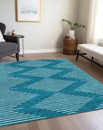 LOOMLAN Rugs Velina Teal Washable Indoor-Outdoor Rug