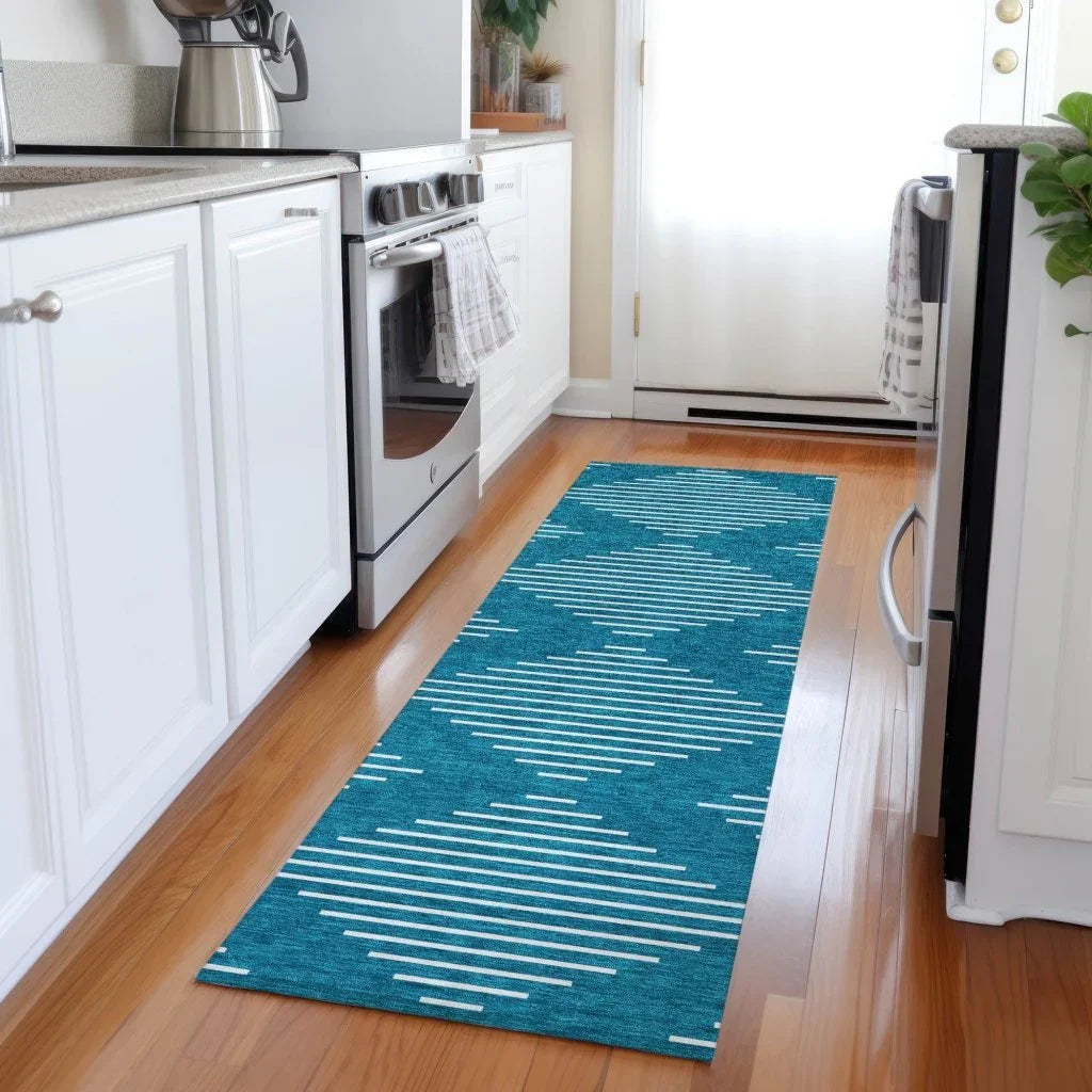 LOOMLAN Rugs Velina Teal Washable Indoor-Outdoor Rug