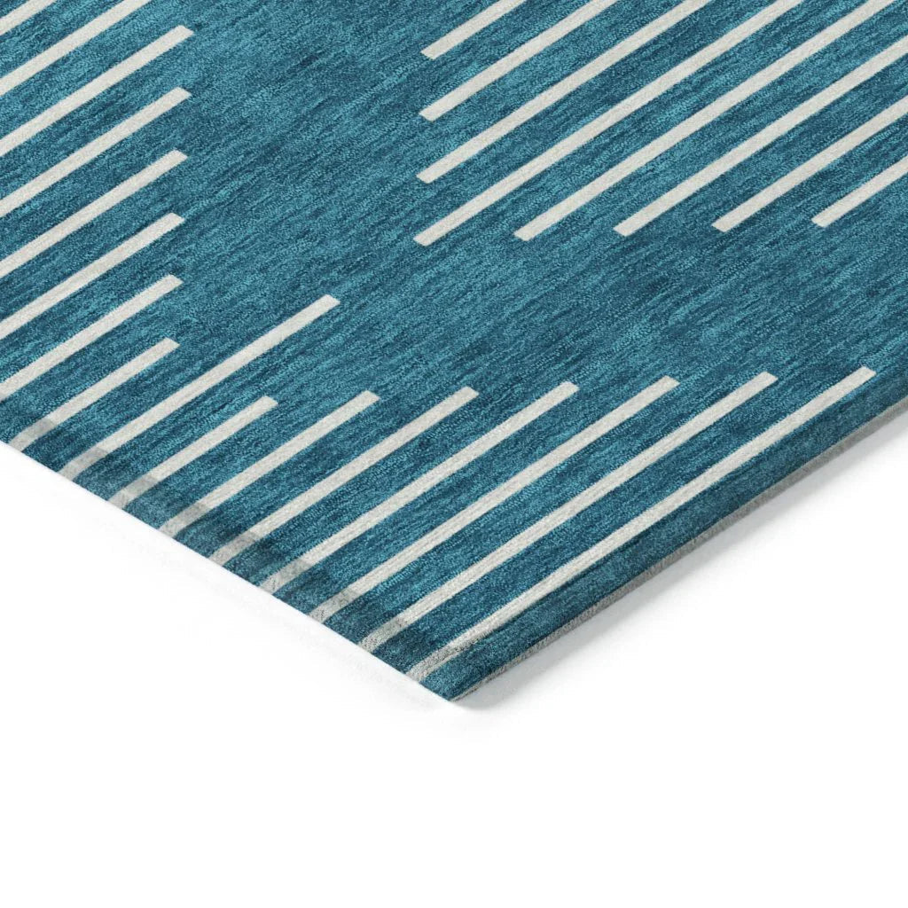 LOOMLAN Rugs Velina Teal Washable Indoor-Outdoor Rug