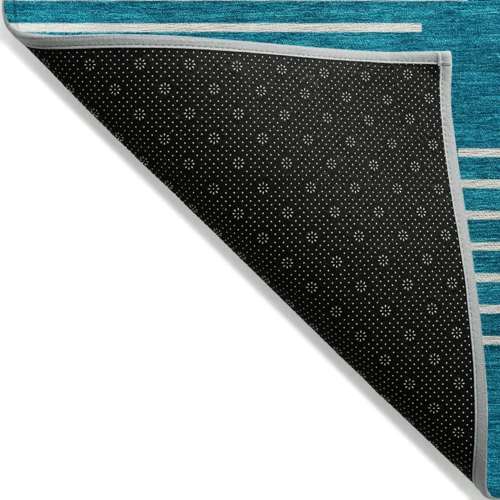 LOOMLAN Rugs Velina Teal Washable Indoor-Outdoor Rug