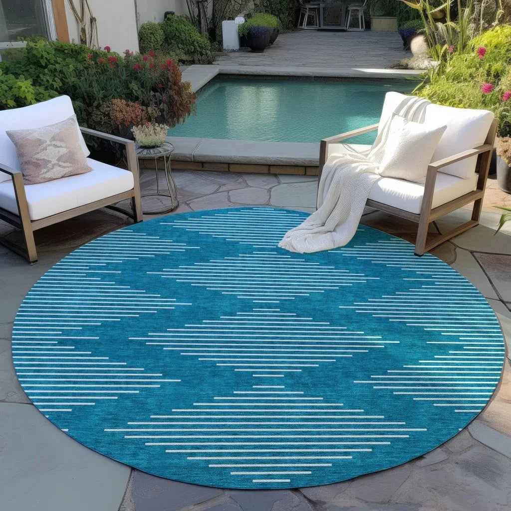 LOOMLAN Rugs Velina Teal Washable Indoor-Outdoor Rug
