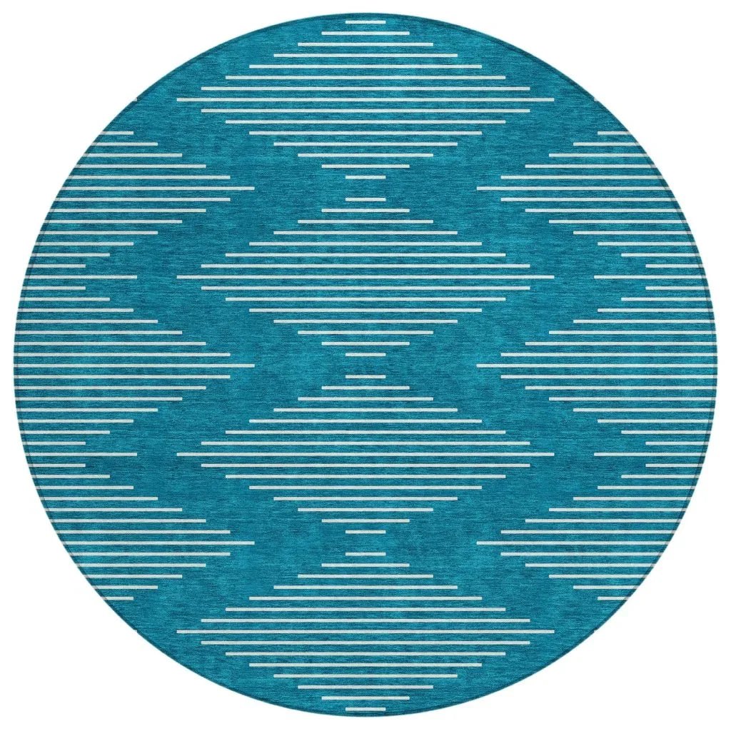 LOOMLAN Rugs Velina Teal Washable Indoor-Outdoor Rug
