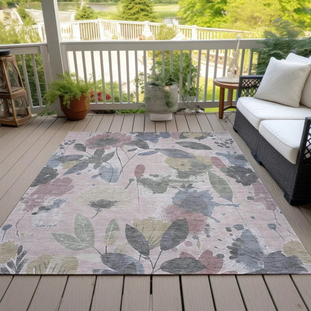 LOOMLAN Rugs Velustre Pink Washable Indoor-Outdoor Rug
