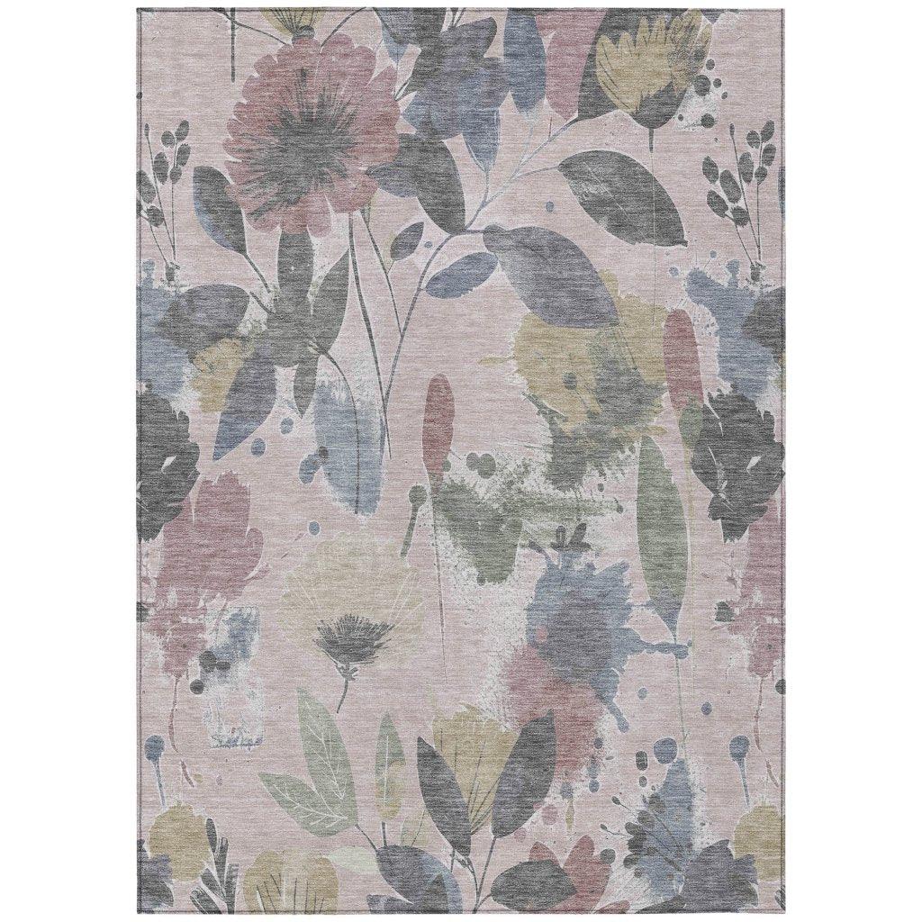 LOOMLAN Rugs Velustre Pink Washable Indoor-Outdoor Rug
