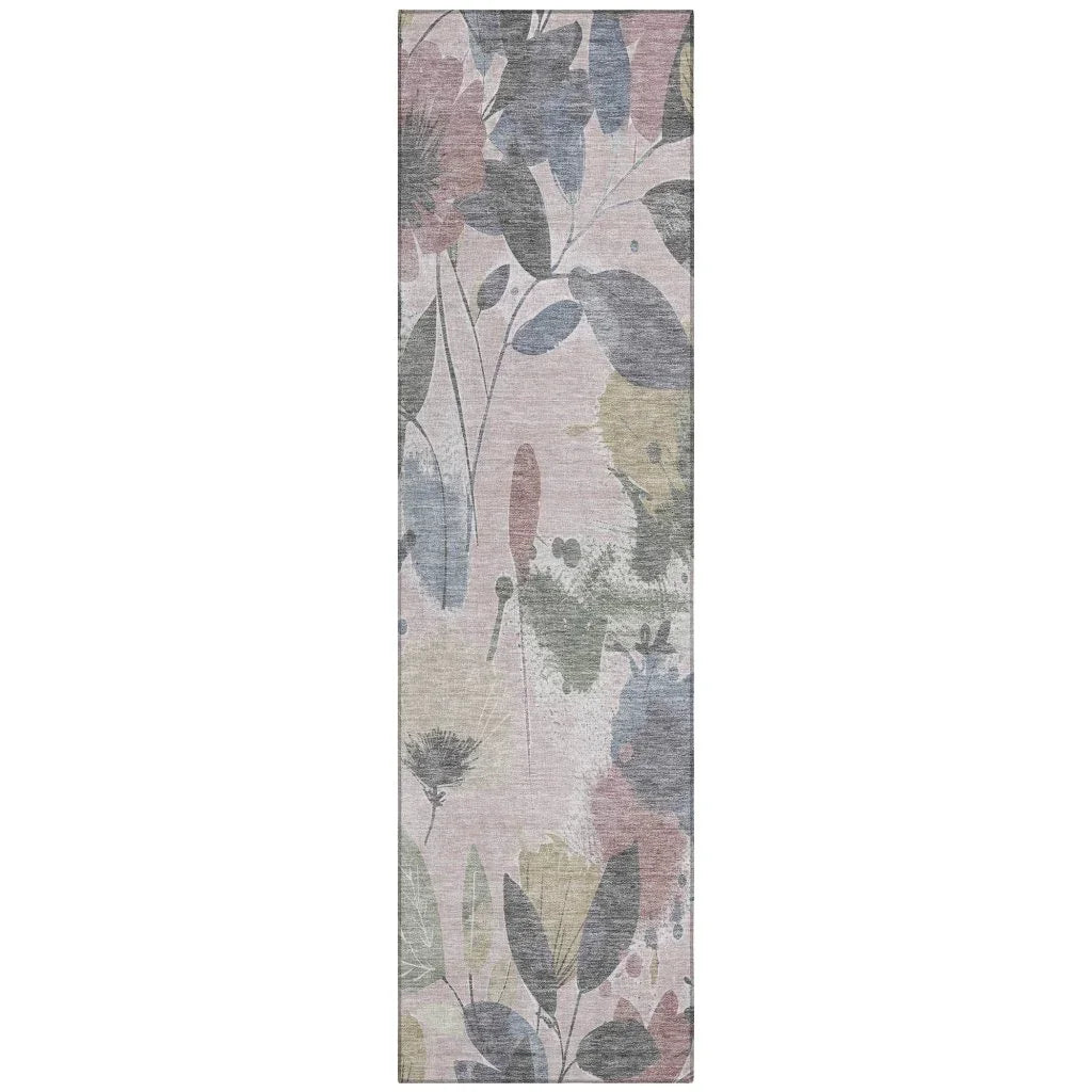LOOMLAN Rugs Velustre Pink Washable Indoor-Outdoor Rug
