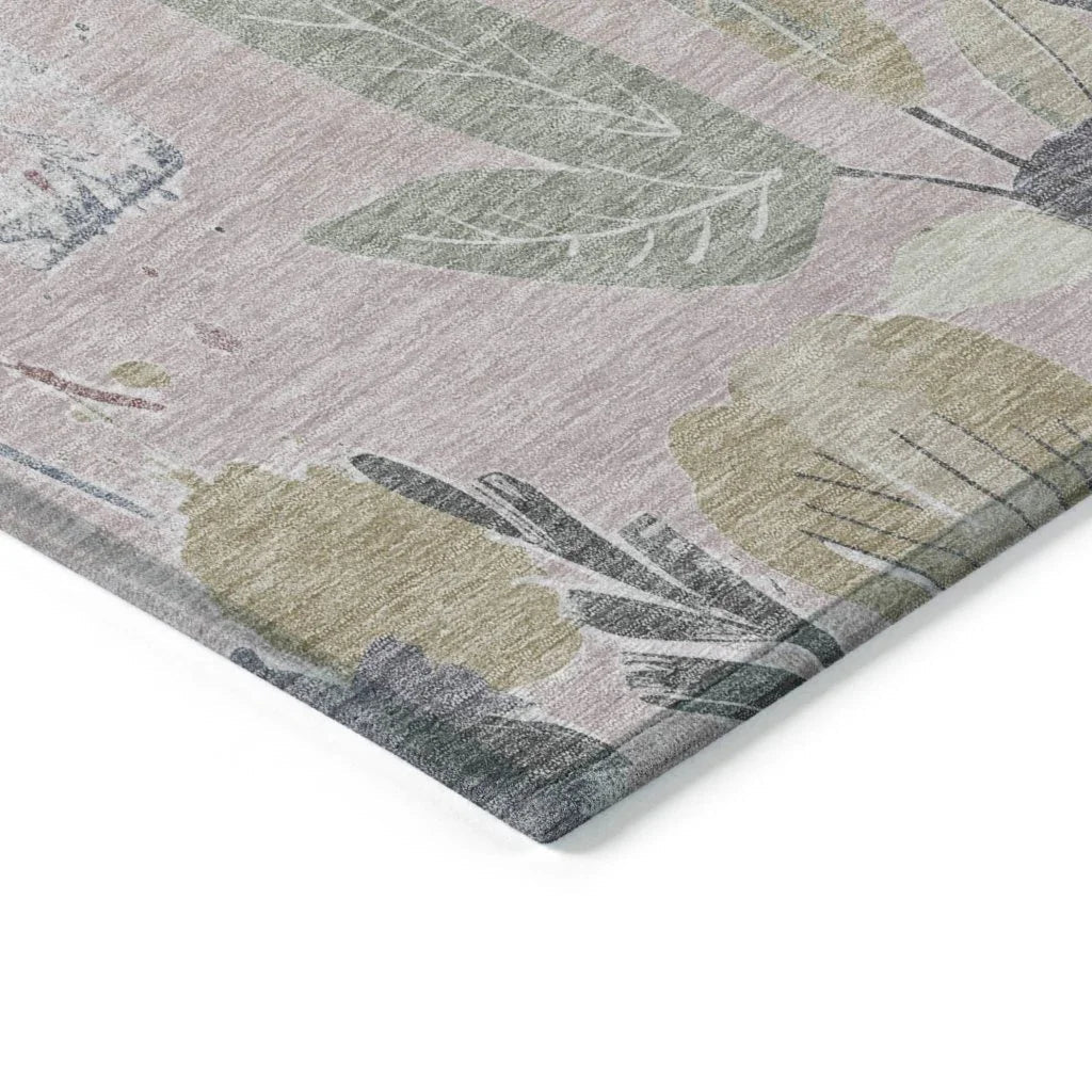 LOOMLAN Rugs Velustre Pink Washable Indoor-Outdoor Rug
