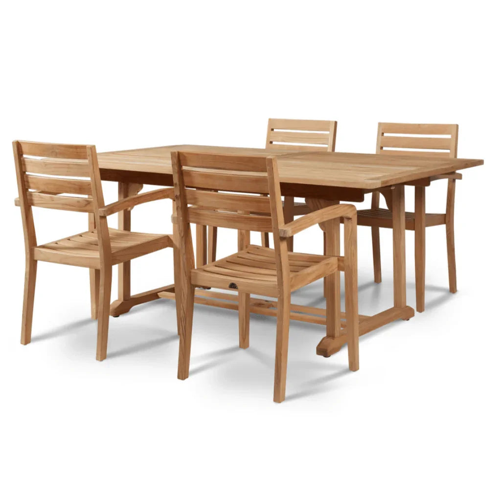 Venice Teak Patio Rectangular Dining Set 5PC - LOOMLAN - HiTeak - Outdoor Dining Sets