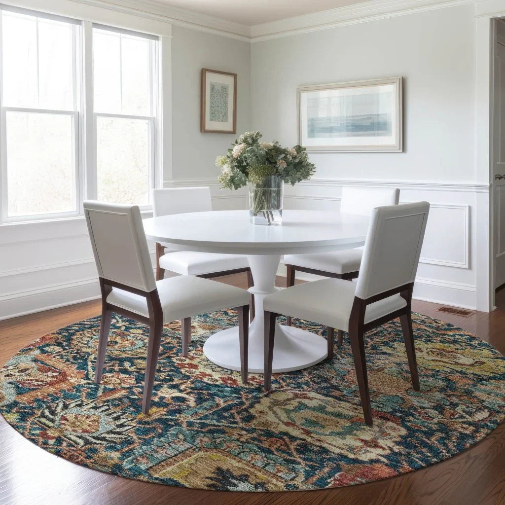 LOOMLAN Rugs Verona Blue Washable Indoor-Outdoor Rug