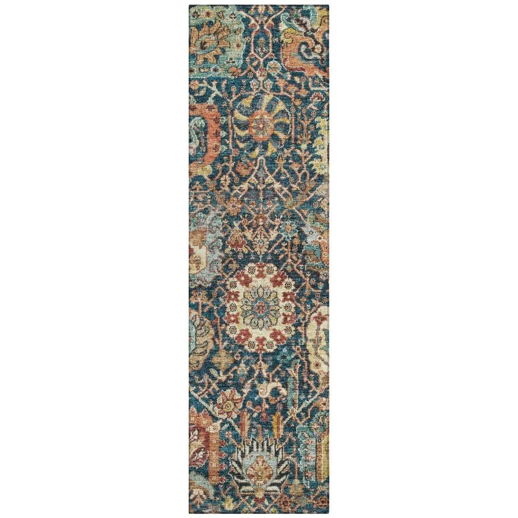 LOOMLAN Rugs Verona Blue Washable Indoor-Outdoor Rug
