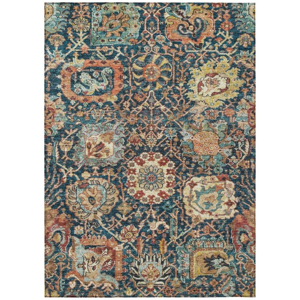 LOOMLAN Rugs Verona Blue Washable Indoor-Outdoor Rug