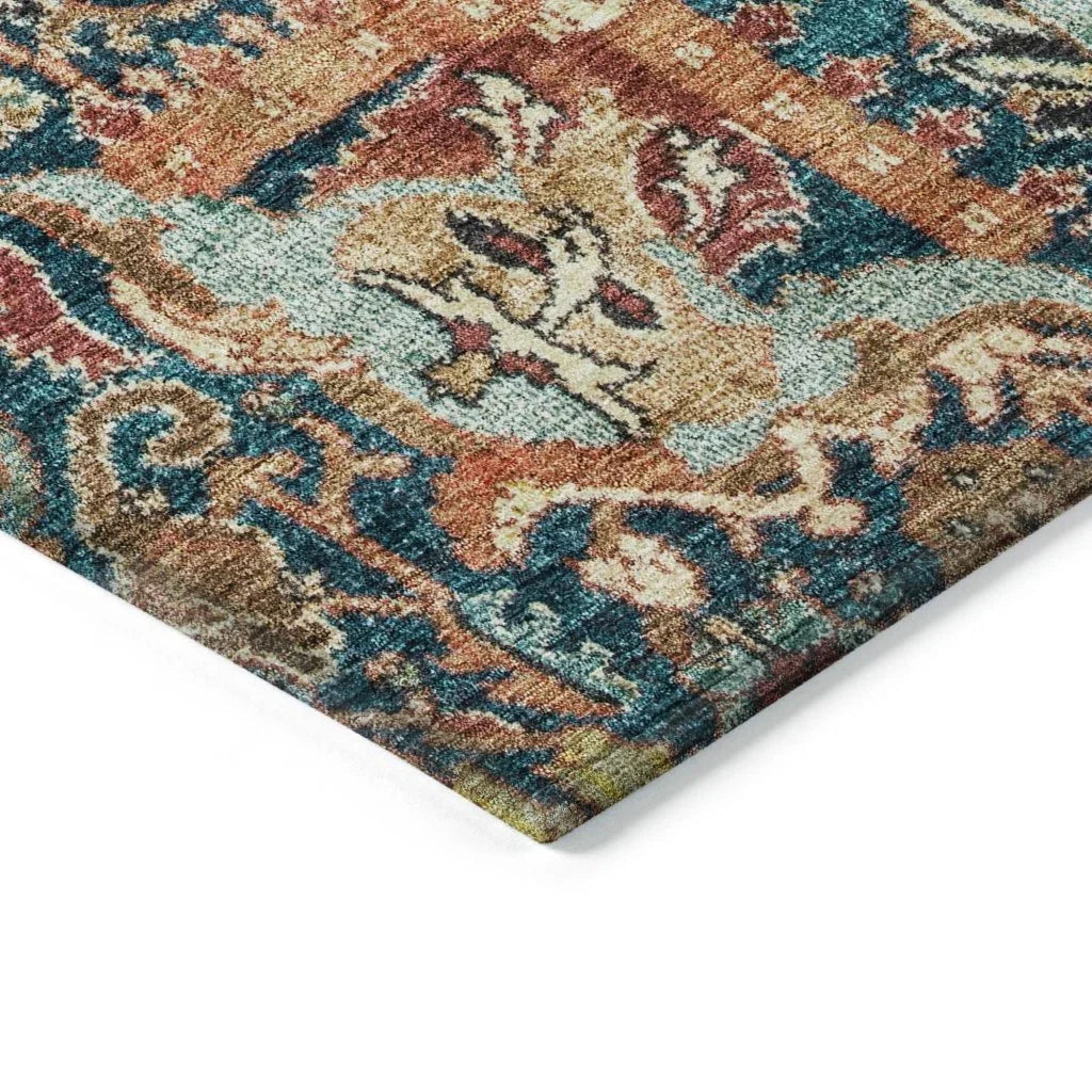 LOOMLAN Rugs Verona Blue Washable Indoor-Outdoor Rug