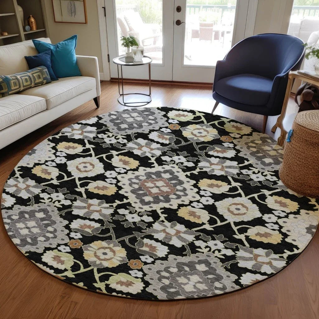 LOOMLAN Rugs Vespera Black Washable Indoor-Outdoor Rug