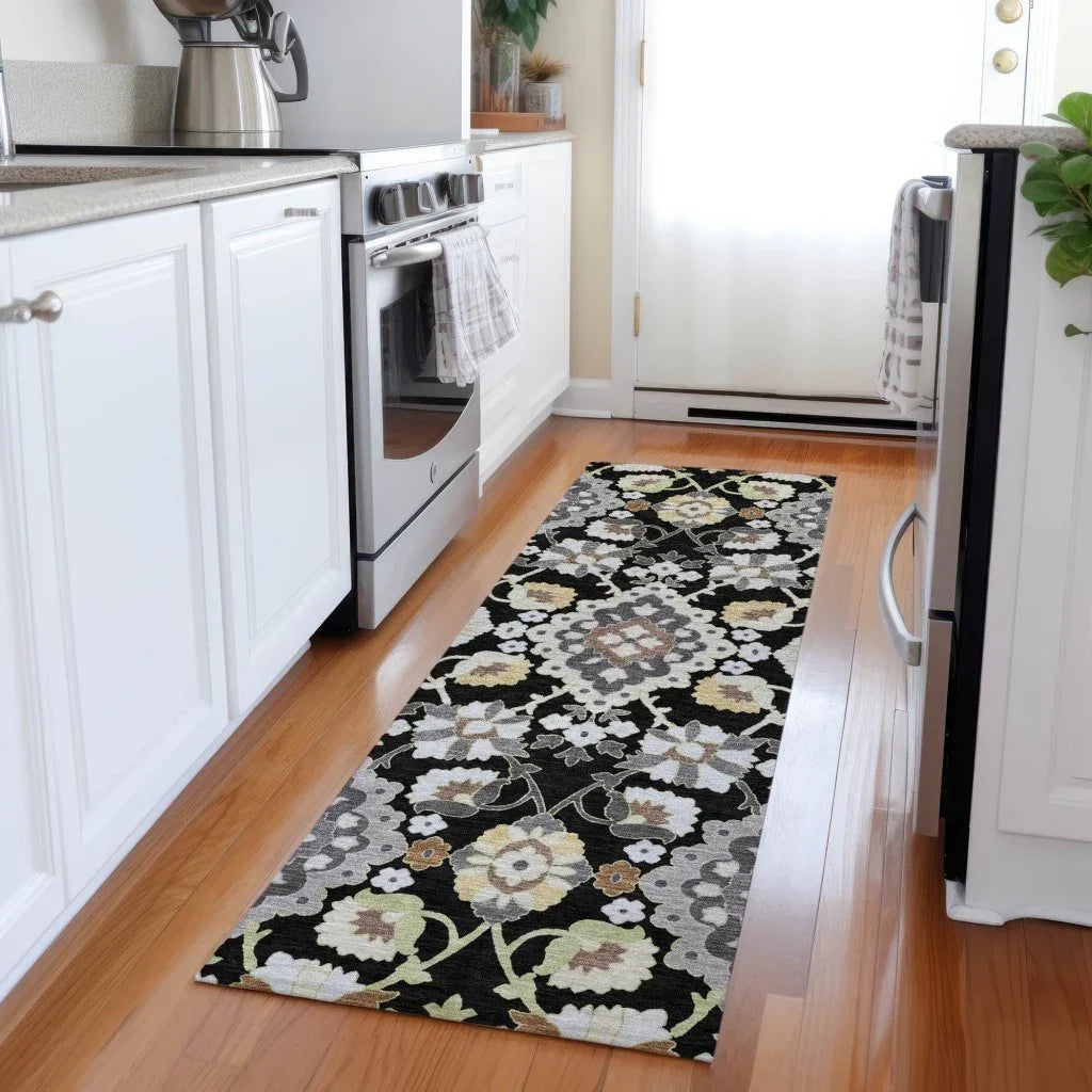 LOOMLAN Rugs Vespera Black Washable Indoor-Outdoor Rug