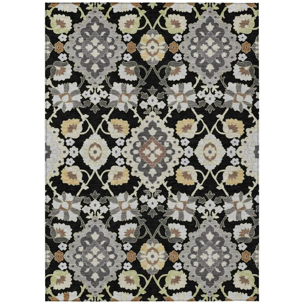 LOOMLAN Rugs Vespera Black Washable Indoor-Outdoor Rug