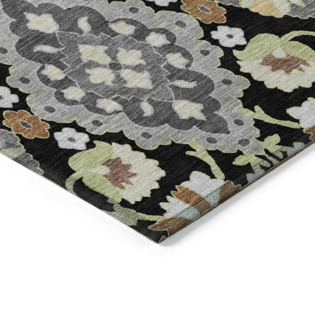 LOOMLAN Rugs Vespera Black Washable Indoor-Outdoor Rug