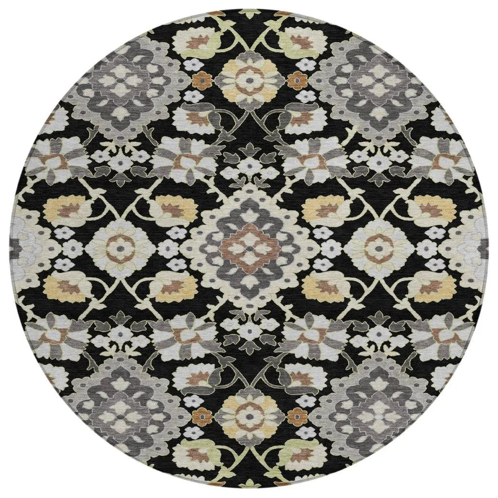 LOOMLAN Rugs Vespera Black Washable Indoor-Outdoor Rug