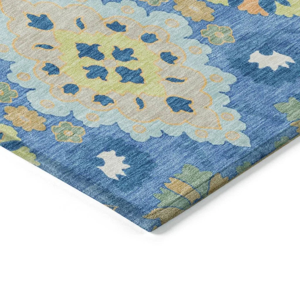 LOOMLAN Rugs Vespera Blue Washable Indoor-Outdoor Rug