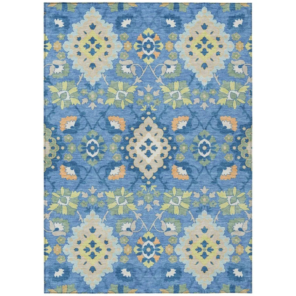 LOOMLAN Rugs Vespera Blue Washable Indoor-Outdoor Rug