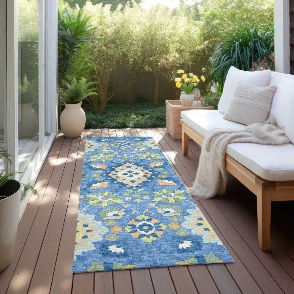 LOOMLAN Rugs Vespera Blue Washable Indoor-Outdoor Rug