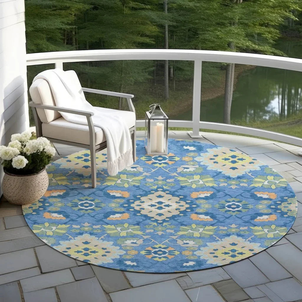 LOOMLAN Rugs Vespera Blue Washable Indoor-Outdoor Rug