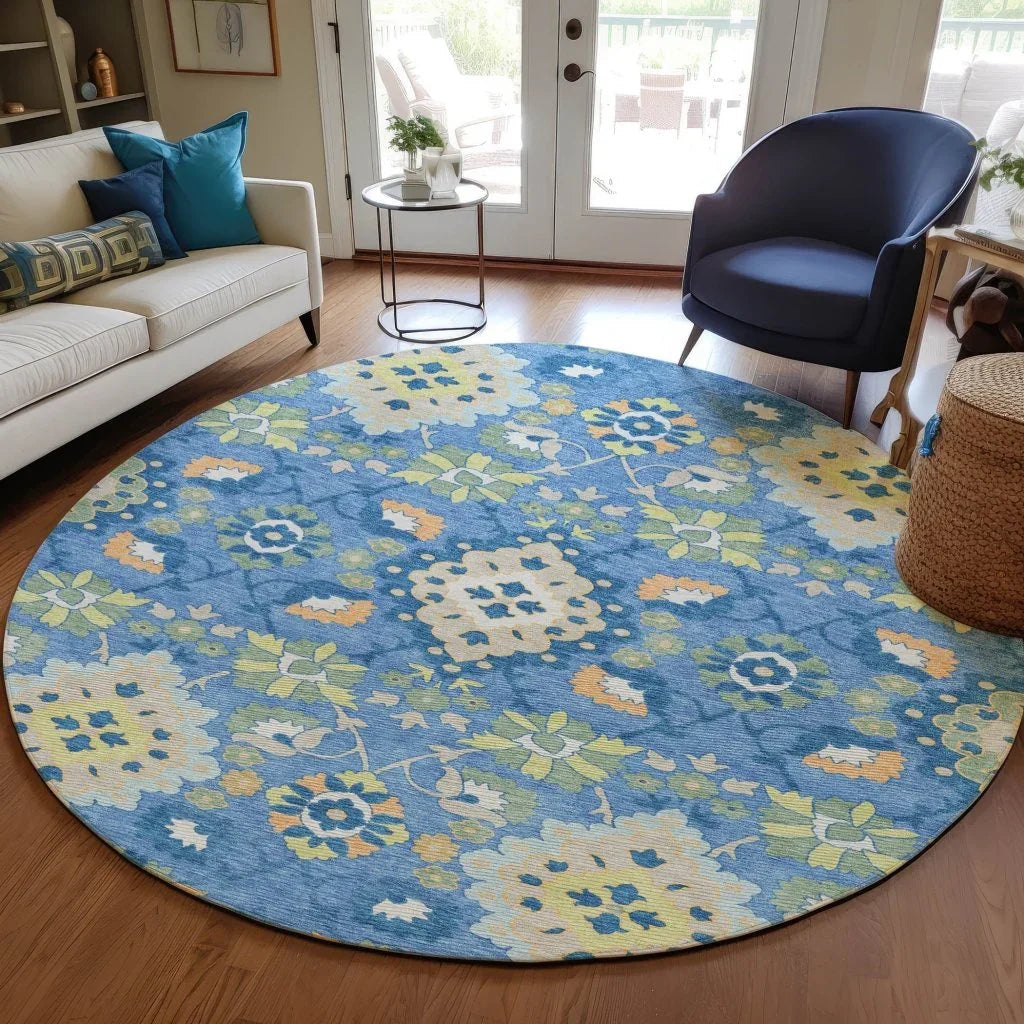 LOOMLAN Rugs Vespera Blue Washable Indoor-Outdoor Rug
