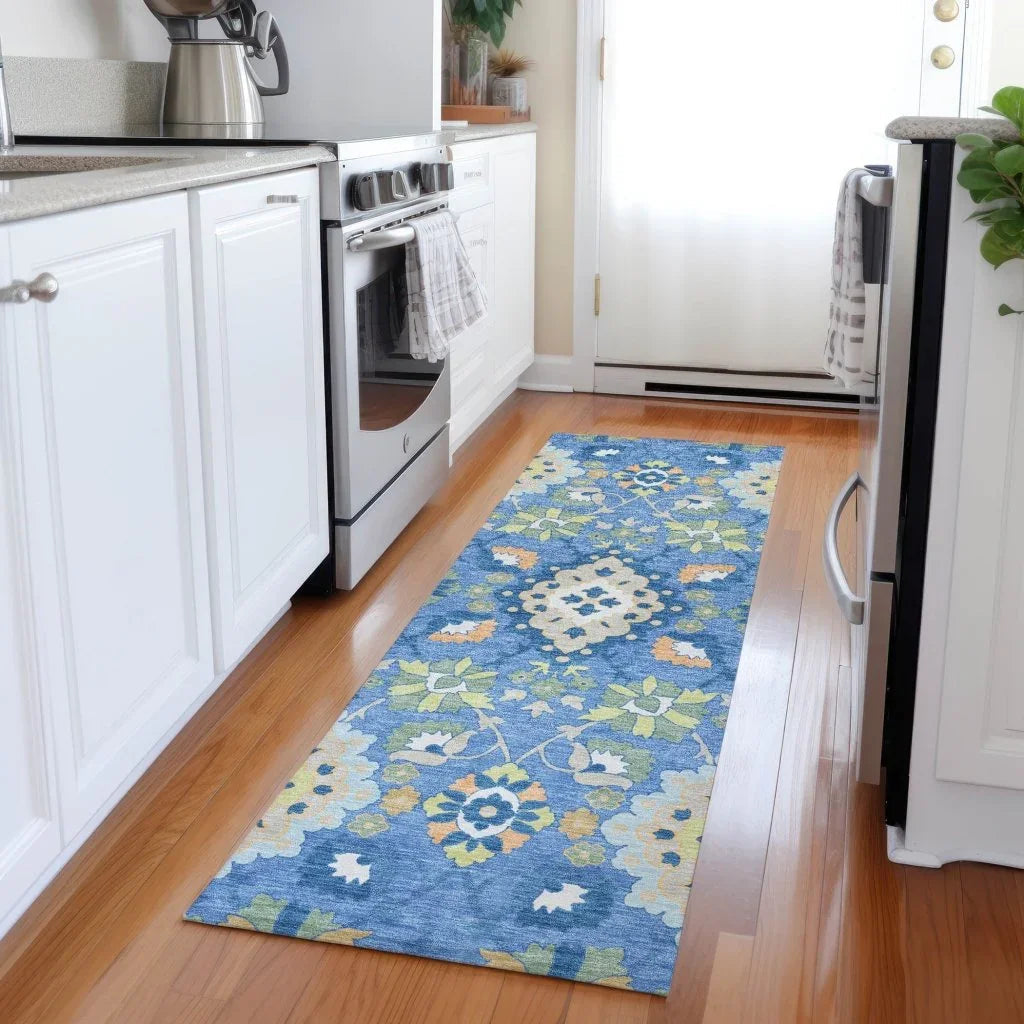 LOOMLAN Rugs Vespera Blue Washable Indoor-Outdoor Rug