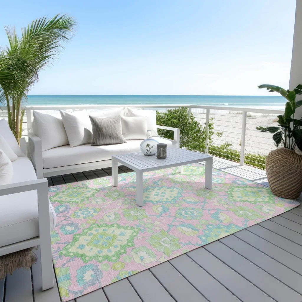 LOOMLAN Rugs Vespera Pink Washable Indoor-Outdoor Rug