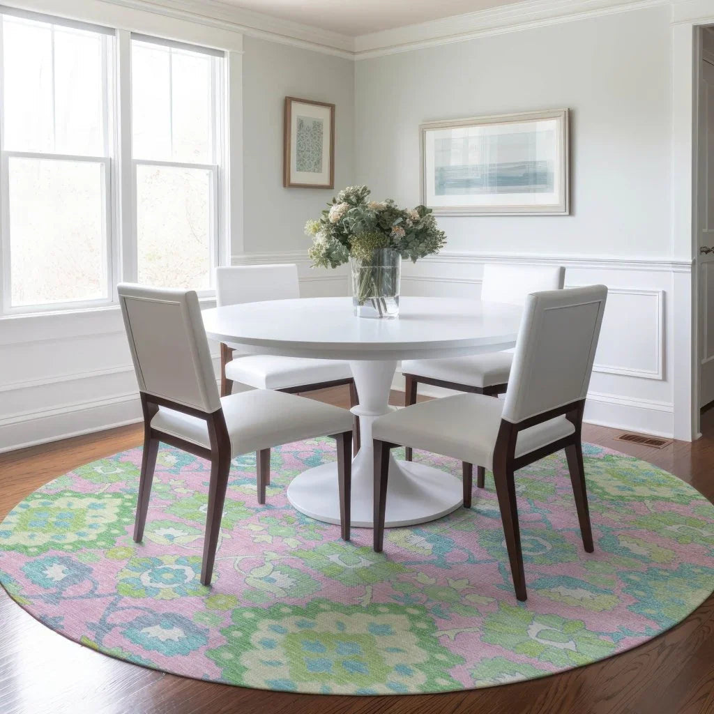 LOOMLAN Rugs Vespera Pink Washable Indoor-Outdoor Rug