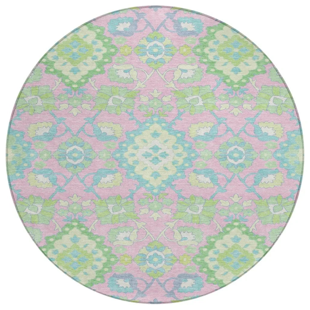 LOOMLAN Rugs Vespera Pink Washable Indoor-Outdoor Rug