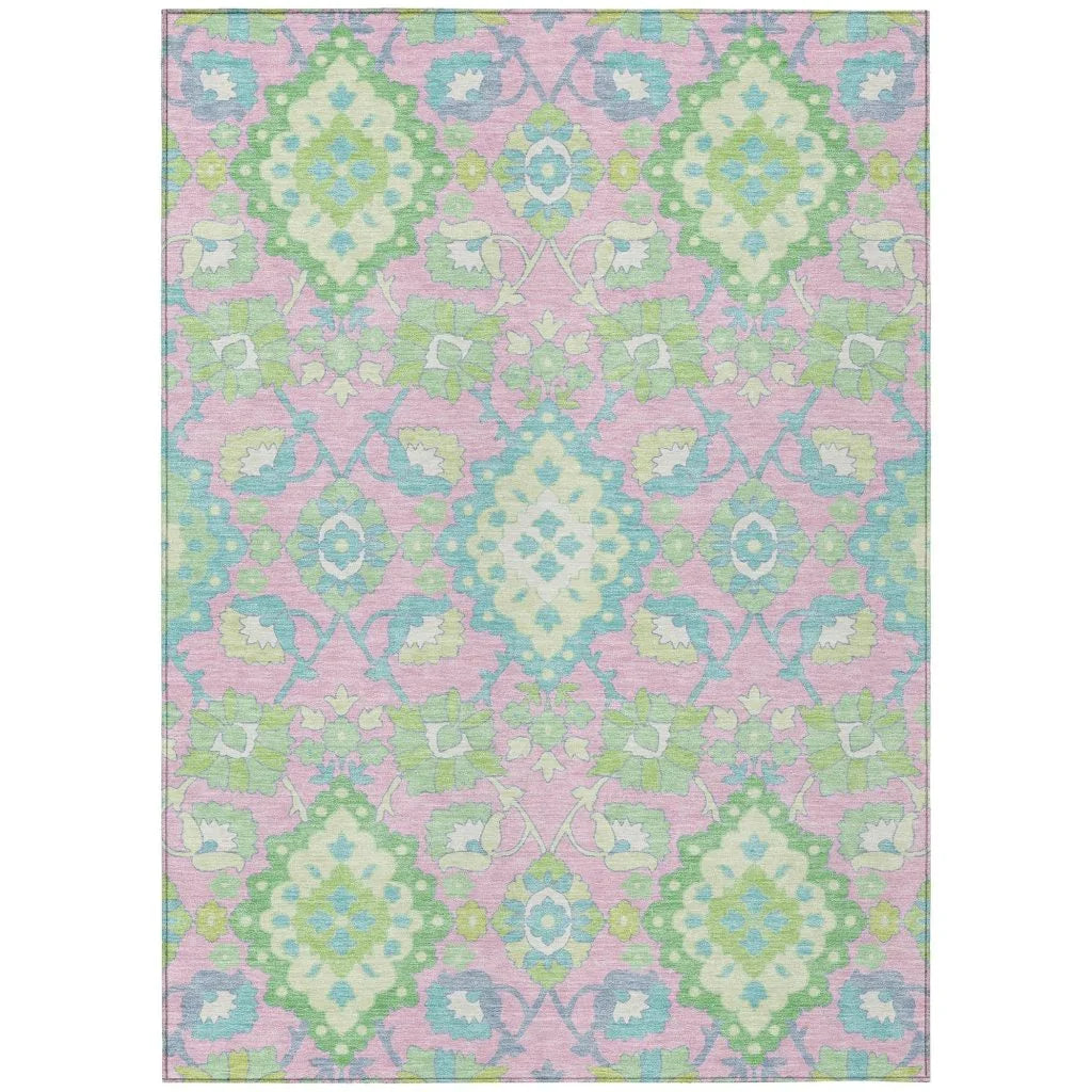 LOOMLAN Rugs Vespera Pink Washable Indoor-Outdoor Rug