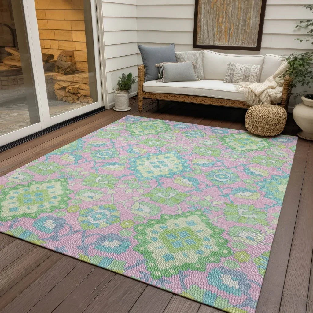 LOOMLAN Rugs Vespera Pink Washable Indoor-Outdoor Rug