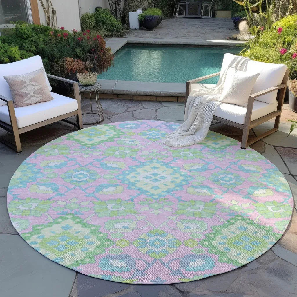 LOOMLAN Rugs Vespera Pink Washable Indoor-Outdoor Rug