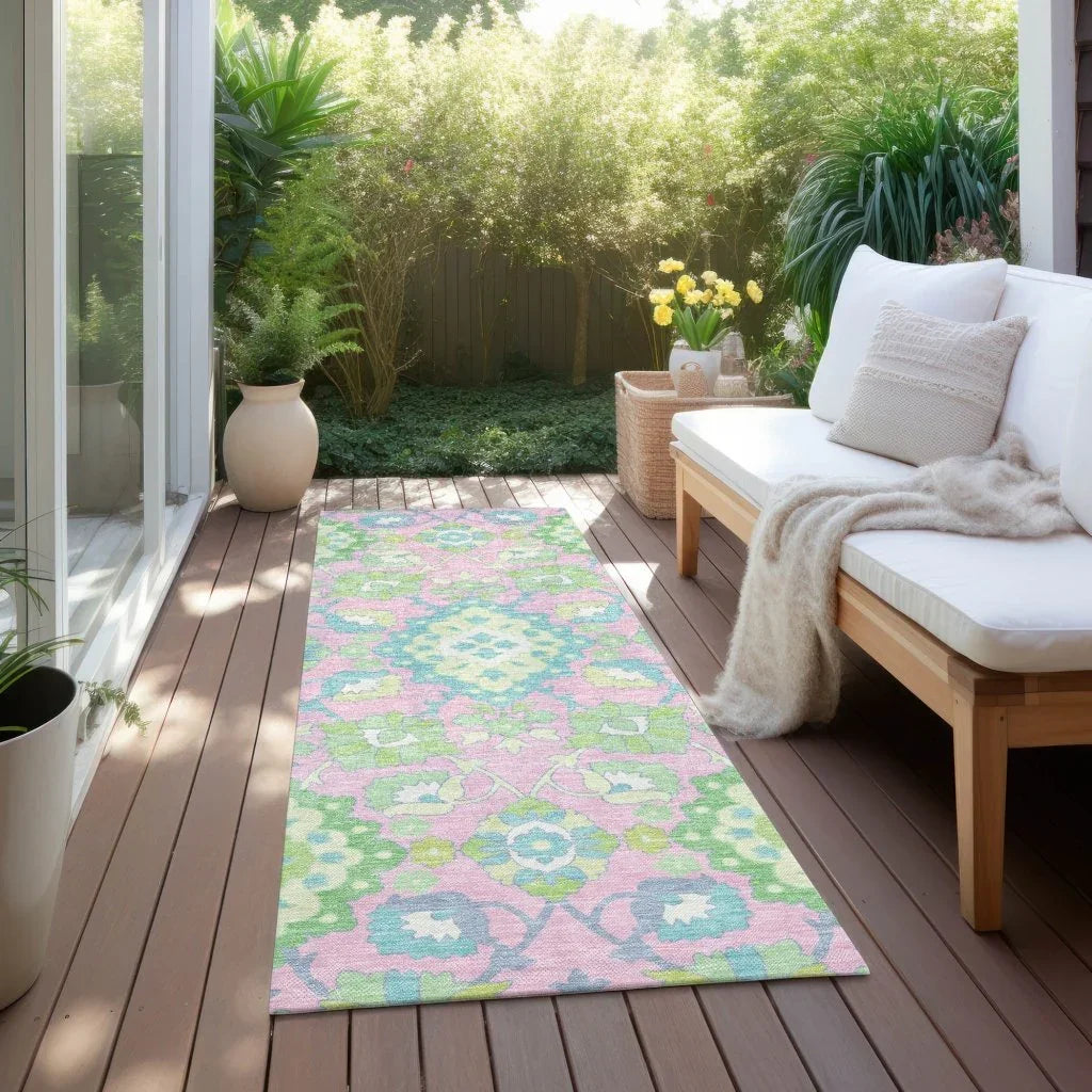 LOOMLAN Rugs Vespera Pink Washable Indoor-Outdoor Rug