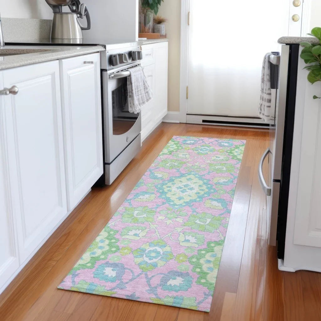 LOOMLAN Rugs Vespera Pink Washable Indoor-Outdoor Rug