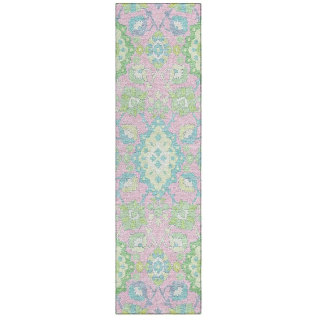 LOOMLAN Rugs Vespera Pink Washable Indoor-Outdoor Rug