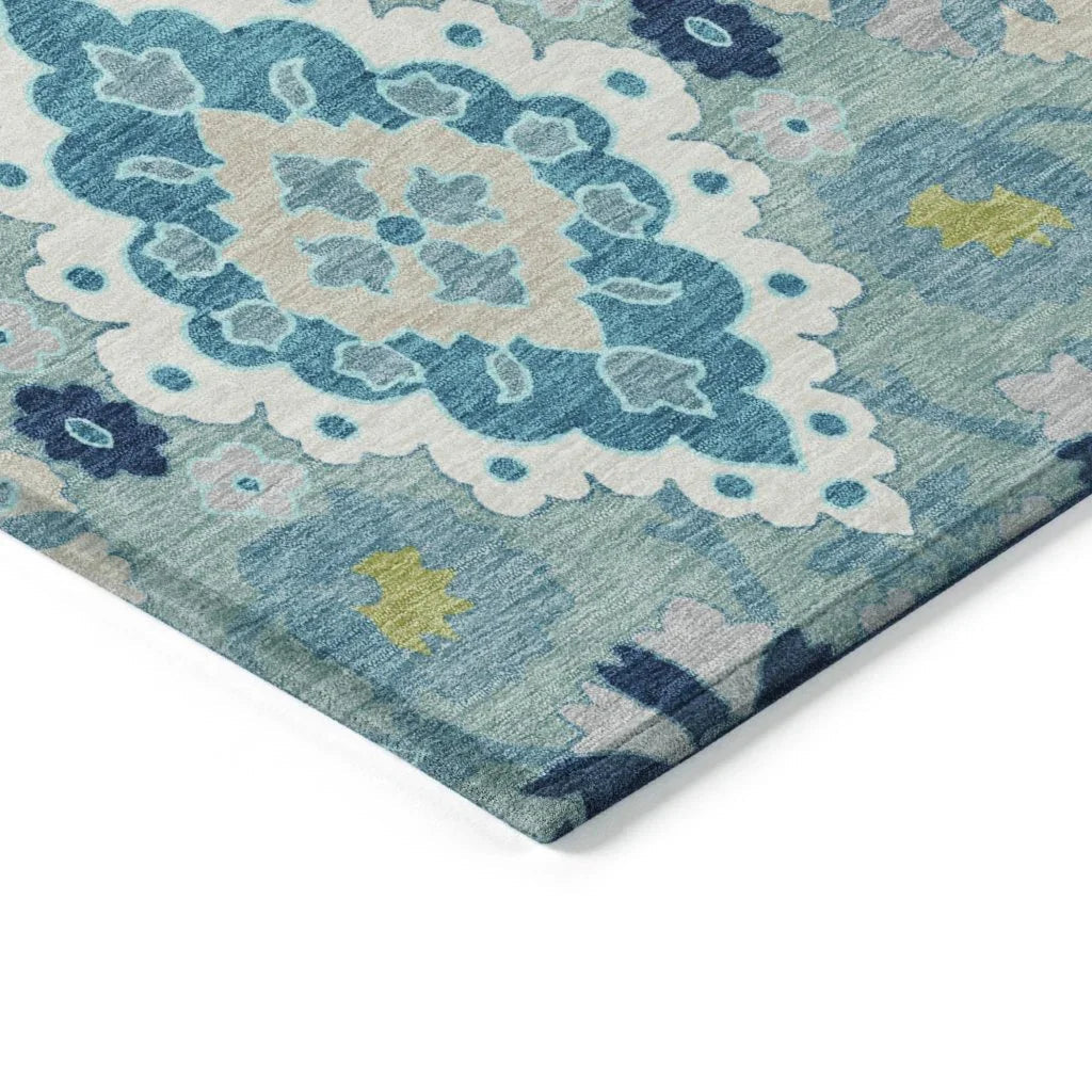 LOOMLAN Rugs Vespera Teal Washable Indoor-Outdoor Rug