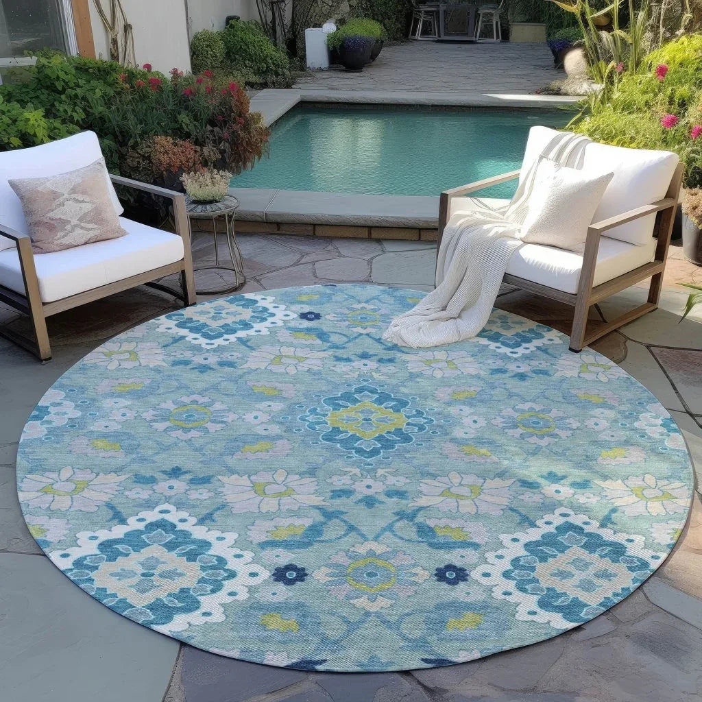 LOOMLAN Rugs Vespera Teal Washable Indoor-Outdoor Rug