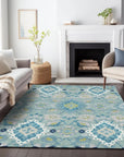 LOOMLAN Rugs Vespera Teal Washable Indoor-Outdoor Rug