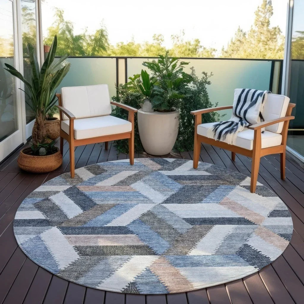 LOOMLAN Rugs Viella Blue Washable Indoor-Outdoor Rug