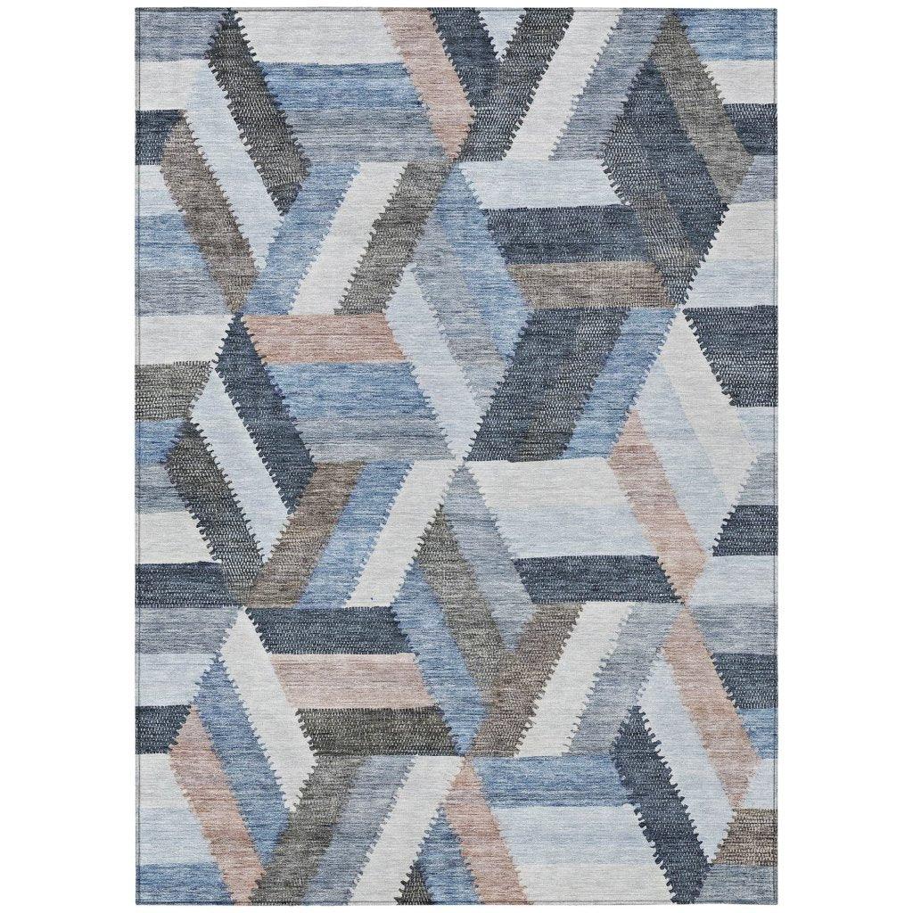 LOOMLAN Rugs Viella Blue Washable Indoor-Outdoor Rug