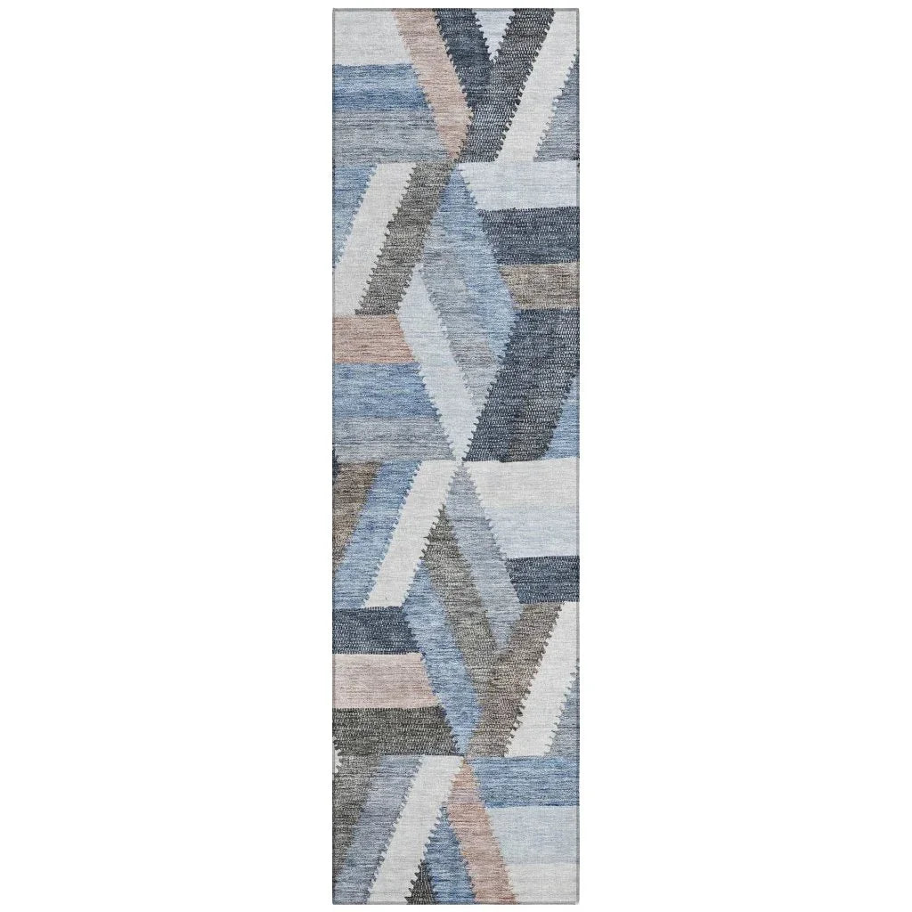 LOOMLAN Rugs Viella Blue Washable Indoor-Outdoor Rug