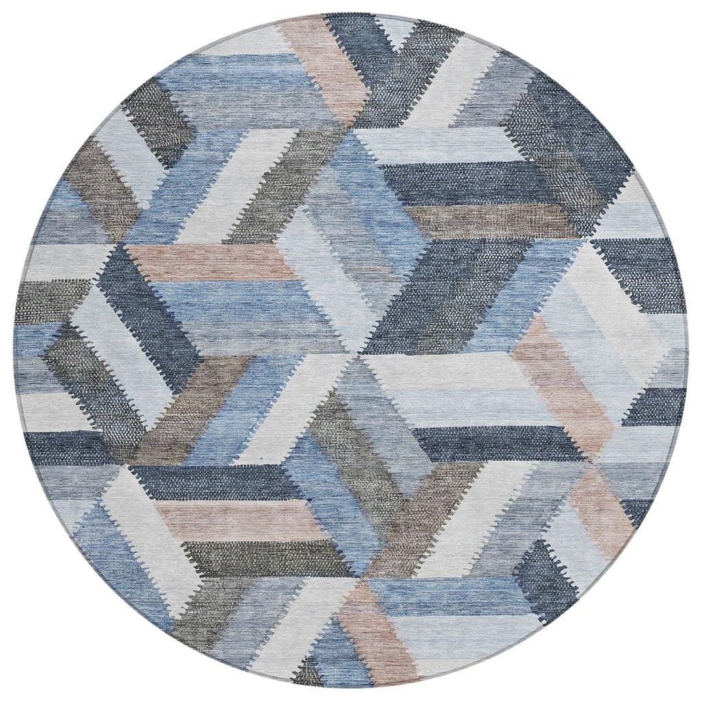 LOOMLAN Rugs Viella Blue Washable Indoor-Outdoor Rug