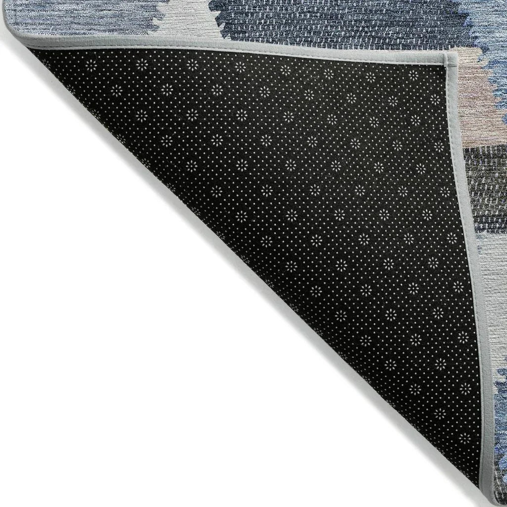 LOOMLAN Rugs Viella Blue Washable Indoor-Outdoor Rug
