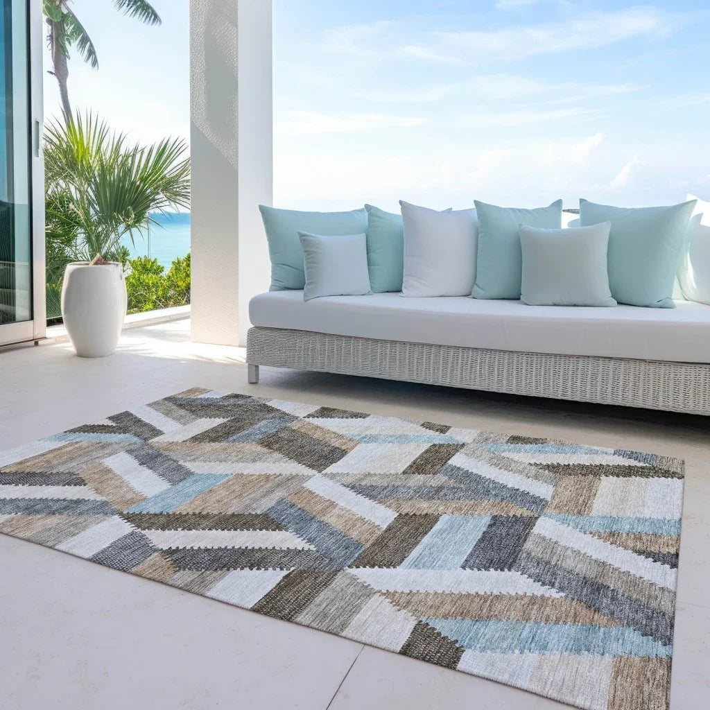 LOOMLAN Rugs Viella Brown Washable Indoor-Outdoor Rug