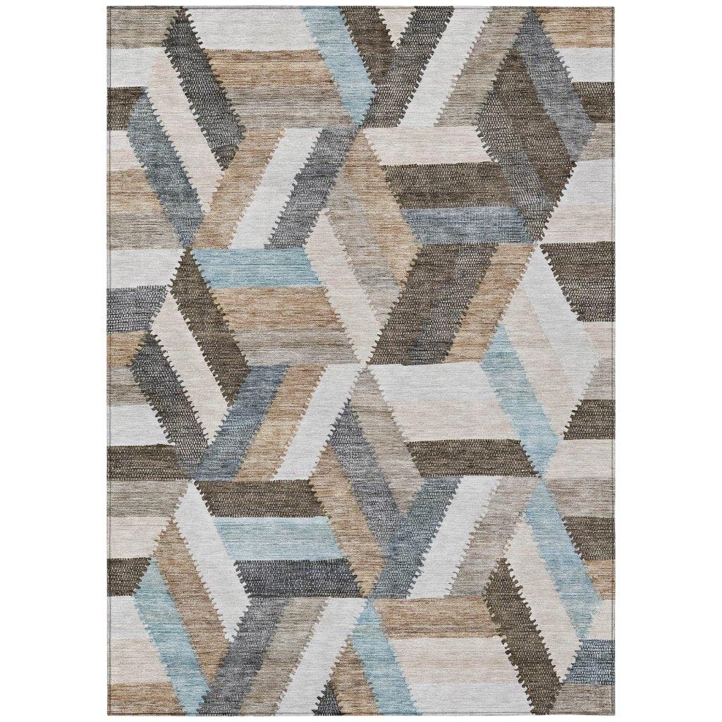 LOOMLAN Rugs Viella Brown Washable Indoor-Outdoor Rug